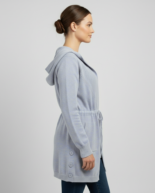 TIE WAIST CARDIGAN - GRAY