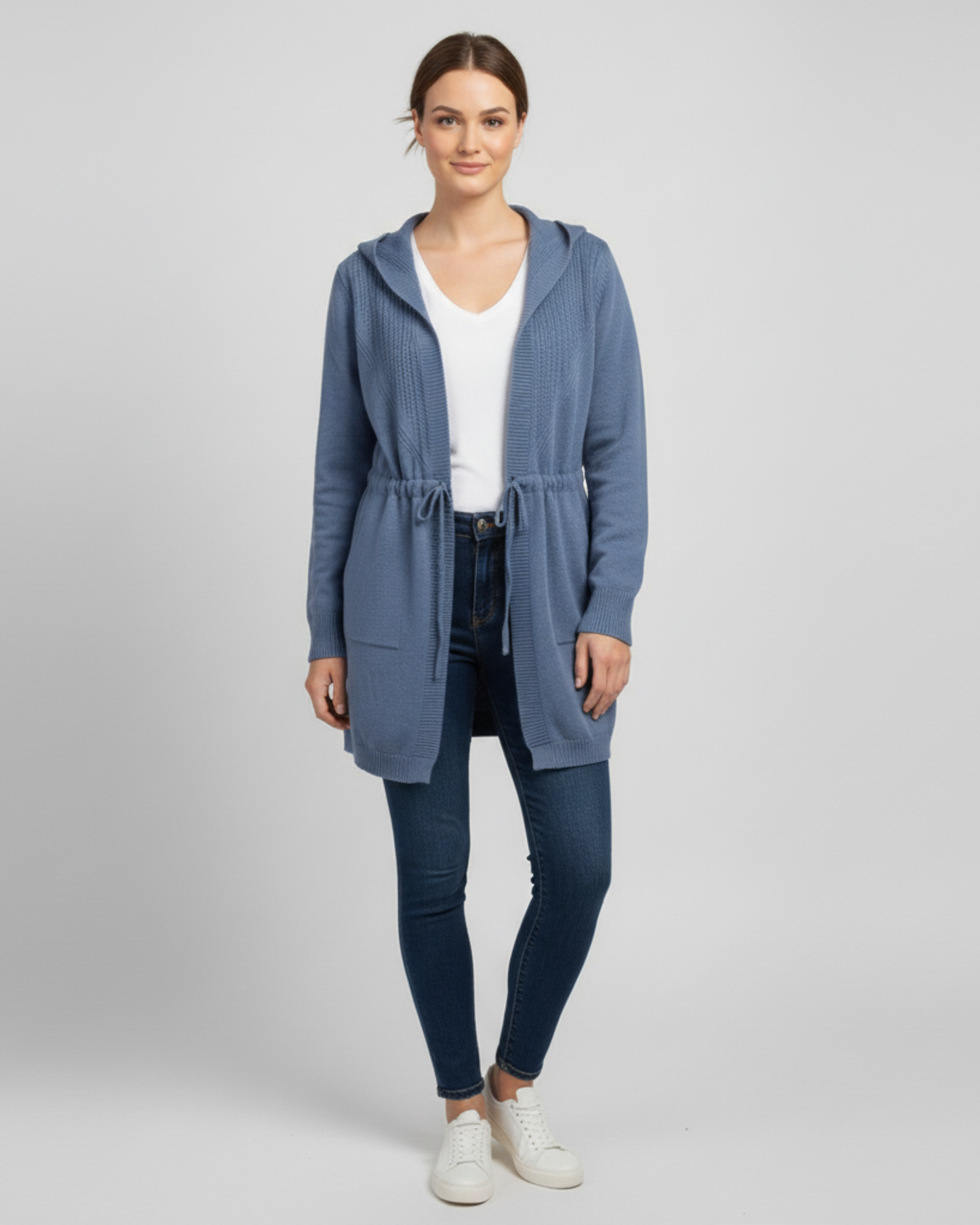 TIE WAIST CARDIGAN - BLUE