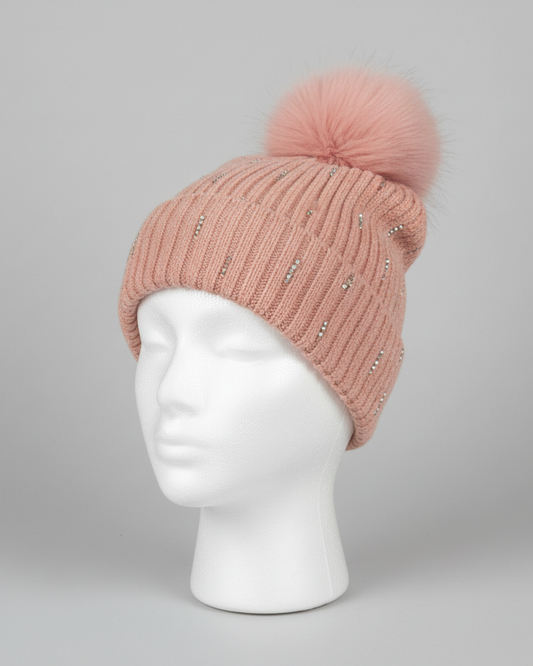 PINK SPARKLE KNIT HAT