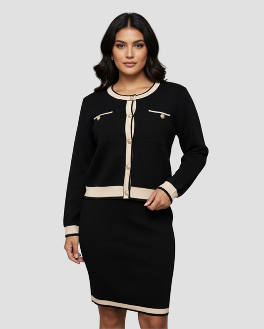CONTRAST TRIM KNIT SET