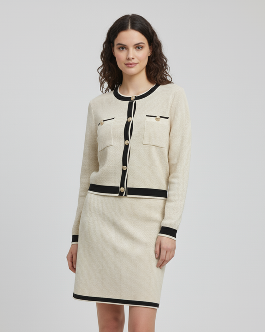 CONTRAST TRIM KNIT SET