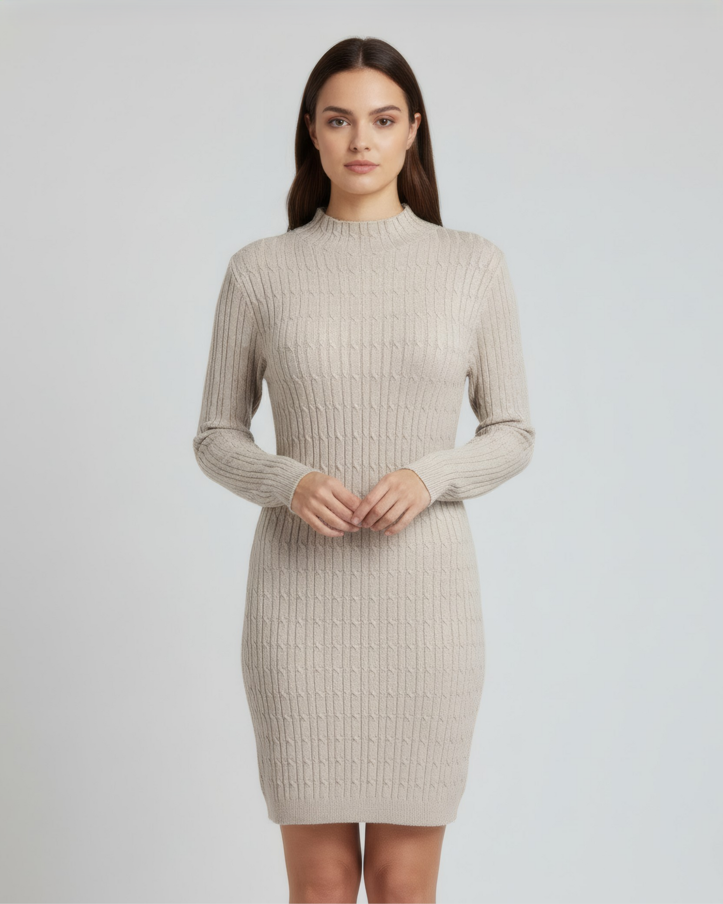 MOCK-NECK SWEATER DRESS