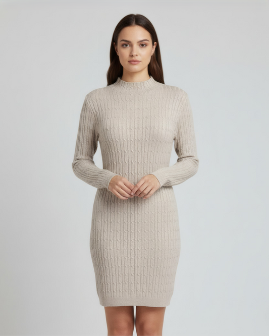 MOCK-NECK SWEATER DRESS