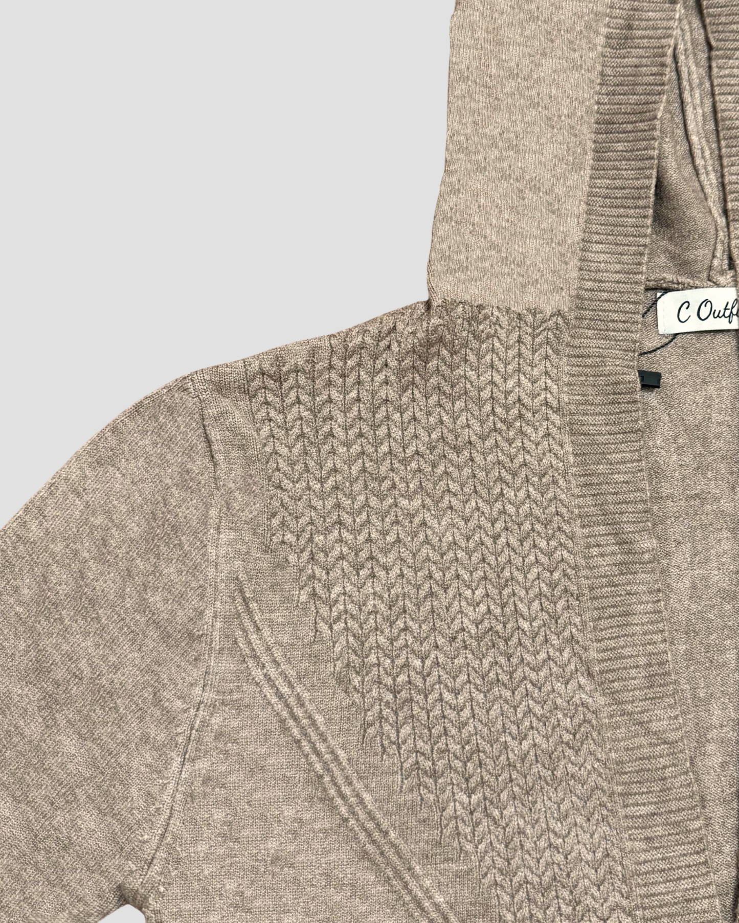 TIE WAIST CARDIGAN - TAUPE