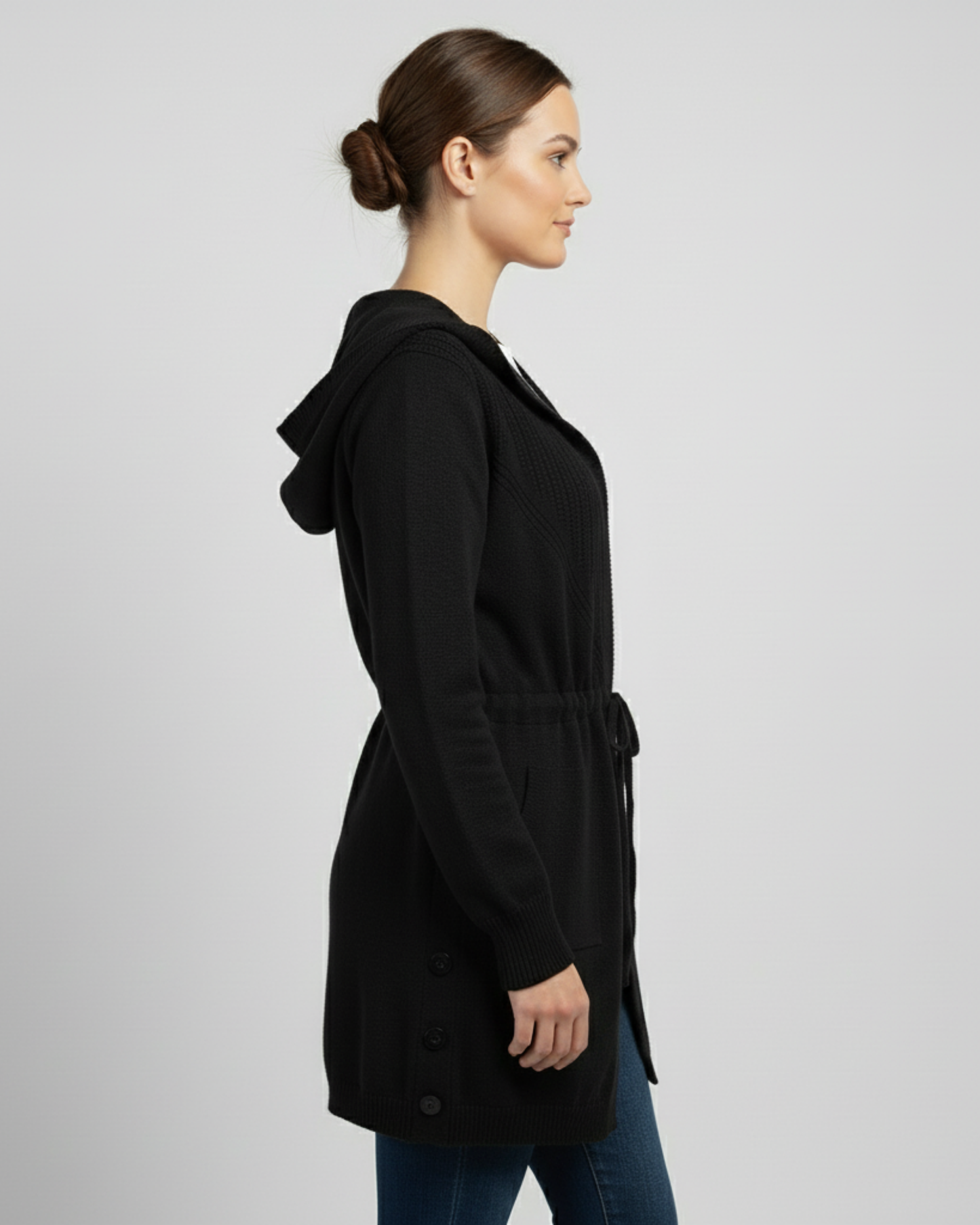 TIE WAIST CARDIGAN - BLACK