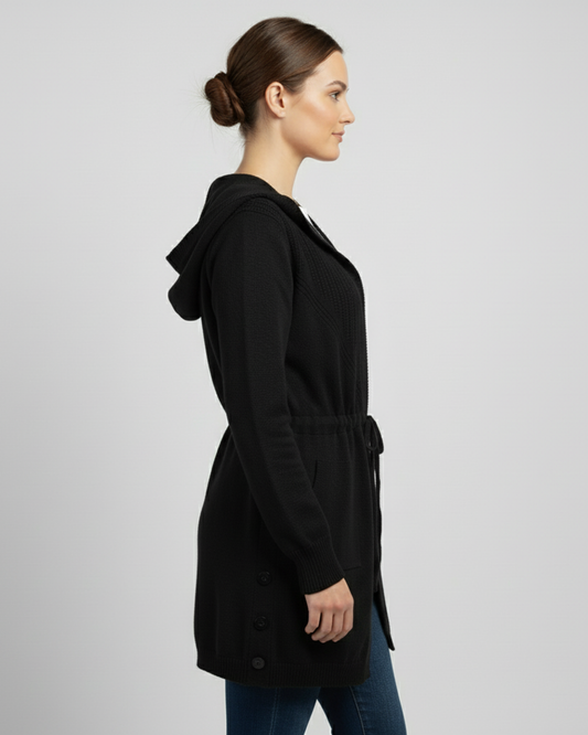 TIE WAIST CARDIGAN - BLACK