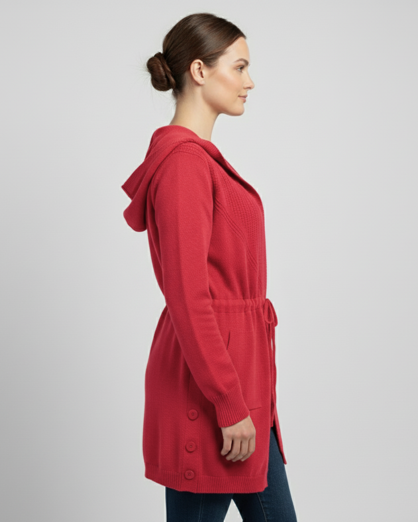 TIE WAIST CARDIGAN - RED