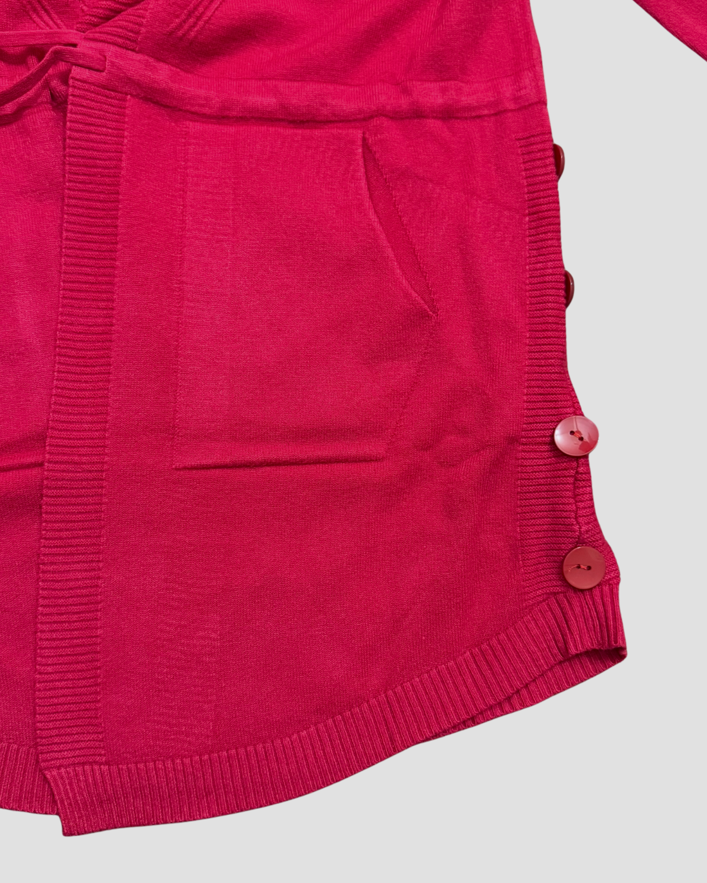 TIE WAIST CARDIGAN - RED