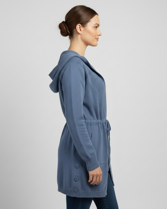 TIE WAIST CARDIGAN - BLUE
