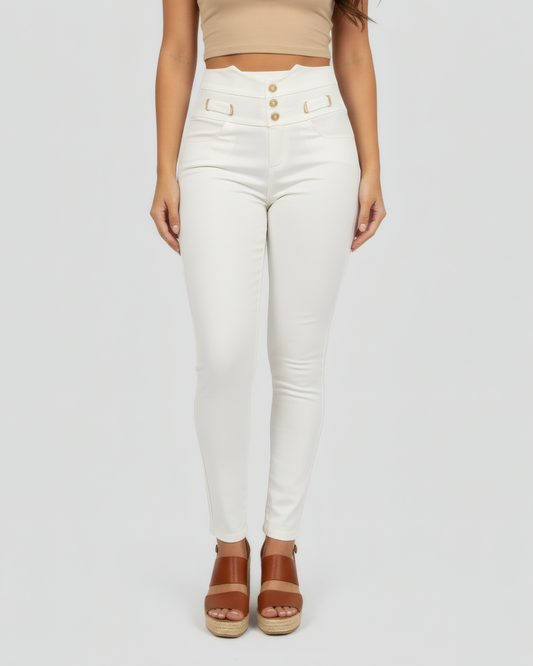 SIGNATURE WAIST WHITE PANTS