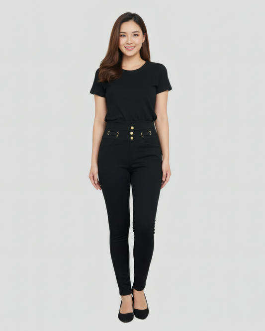 SIGNATURE WAIST BLACK PANTS