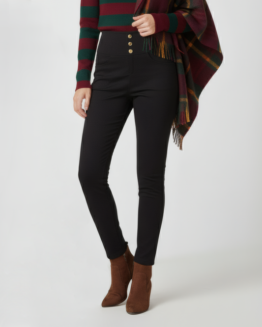 CLASSIC BUTTON BLACK PANTS