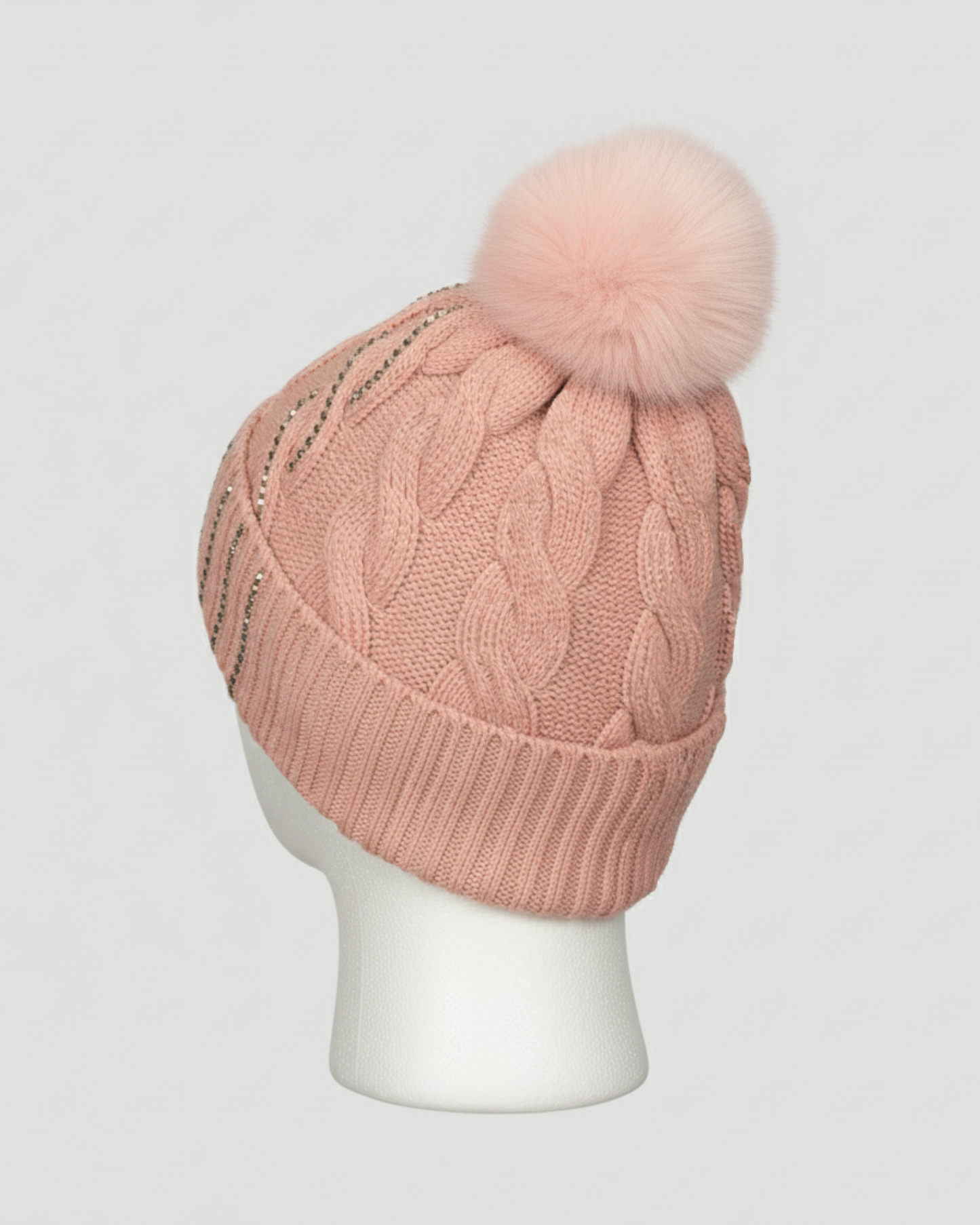 PINK CRYSTAL KNIT HAT