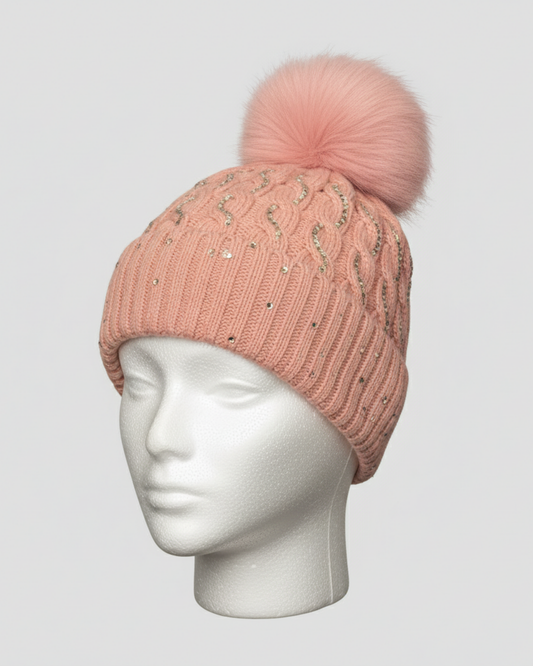 PINK LUXE POM HAT