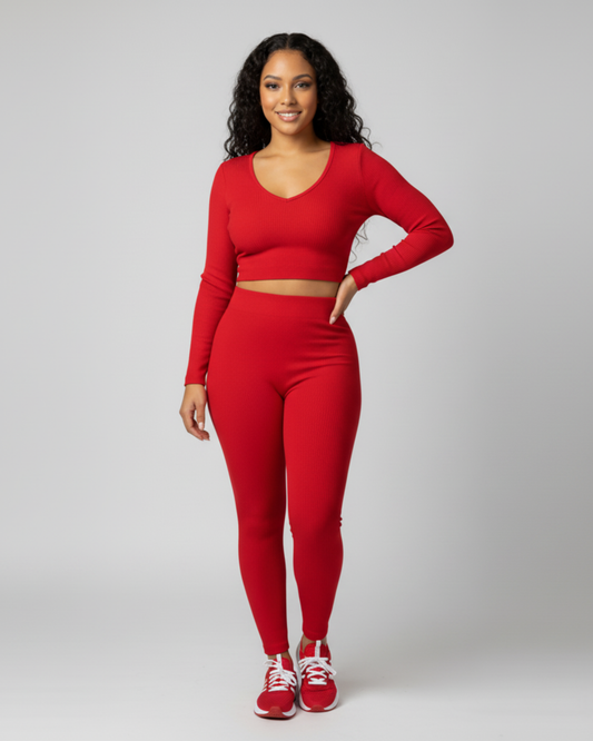STRETCH TWO-PIECE SET - RED