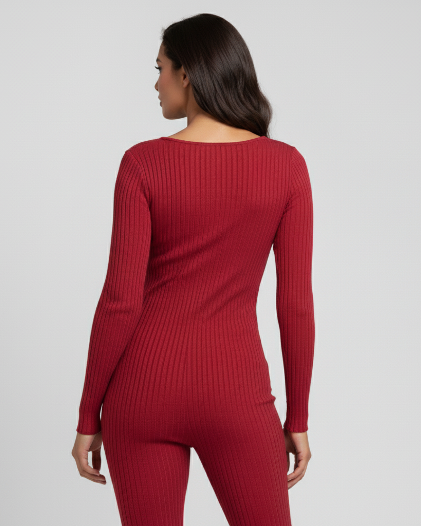 DEEP V BODYCON JUMPSUIT - RED