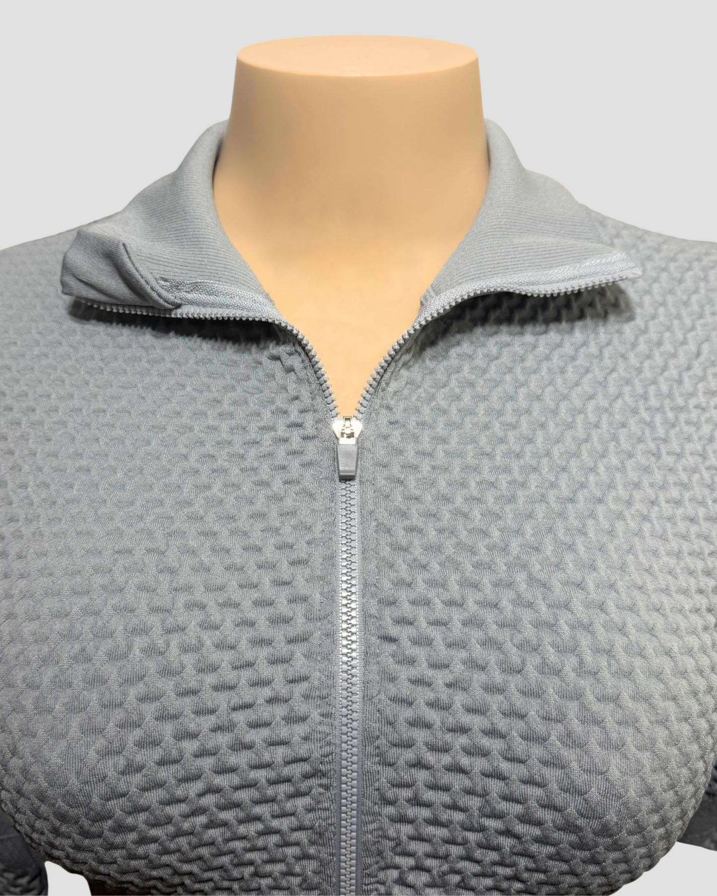 ZIP CROP TOP & LEGGINGS SET - GRAY